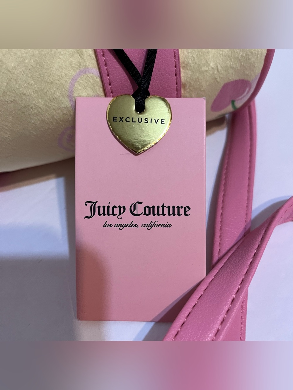 Juicy Couture Yellow Mini Barrel Bag Pink Trim & Cherry Charm Exclusive Bag - Picture 7 of 7